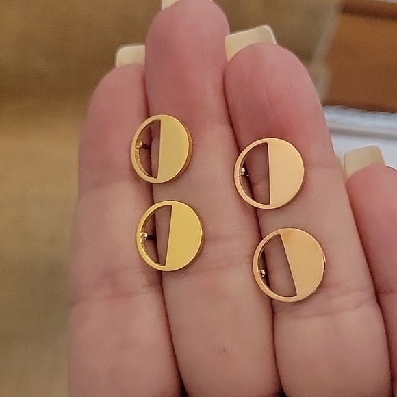 Half Moon Stud Earrings, choice of color - Picture 1 of 6
